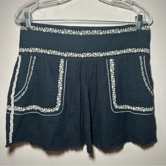 Isabel Marant Etoile Boho Embroidered Black Tribal Print Cotton Skirt Size 38 - Picture 2 of 16